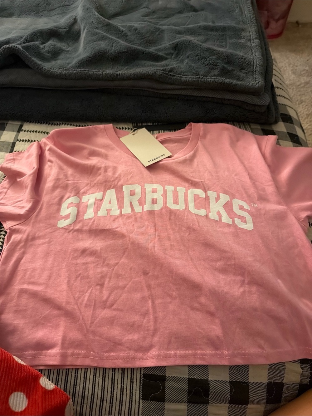 Starbucks Pink Crop Top with White Logo
